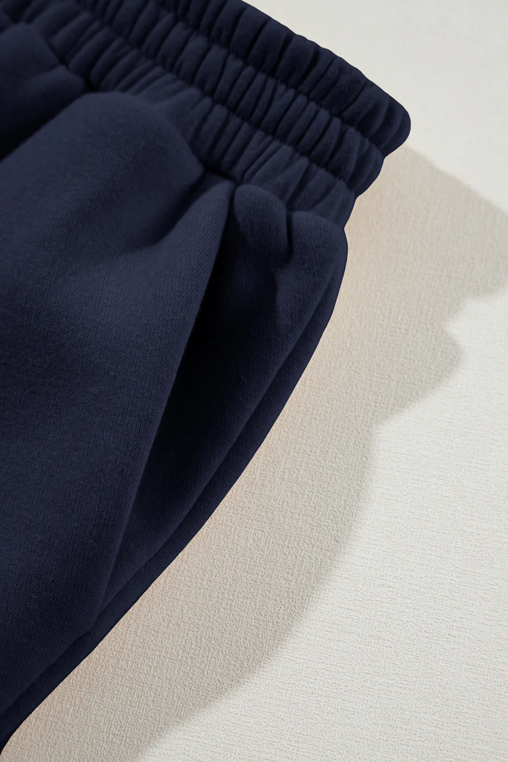 Navy Blue Solid Exposed Seams Hoodie and Joggers Activewear Set