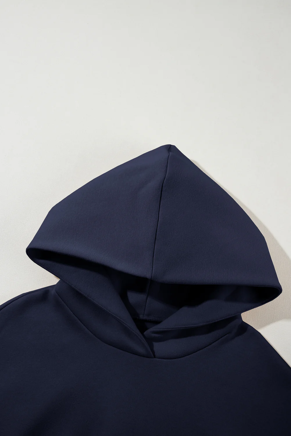 Navy Blue Solid Exposed Seams Hoodie and Joggers Activewear Set