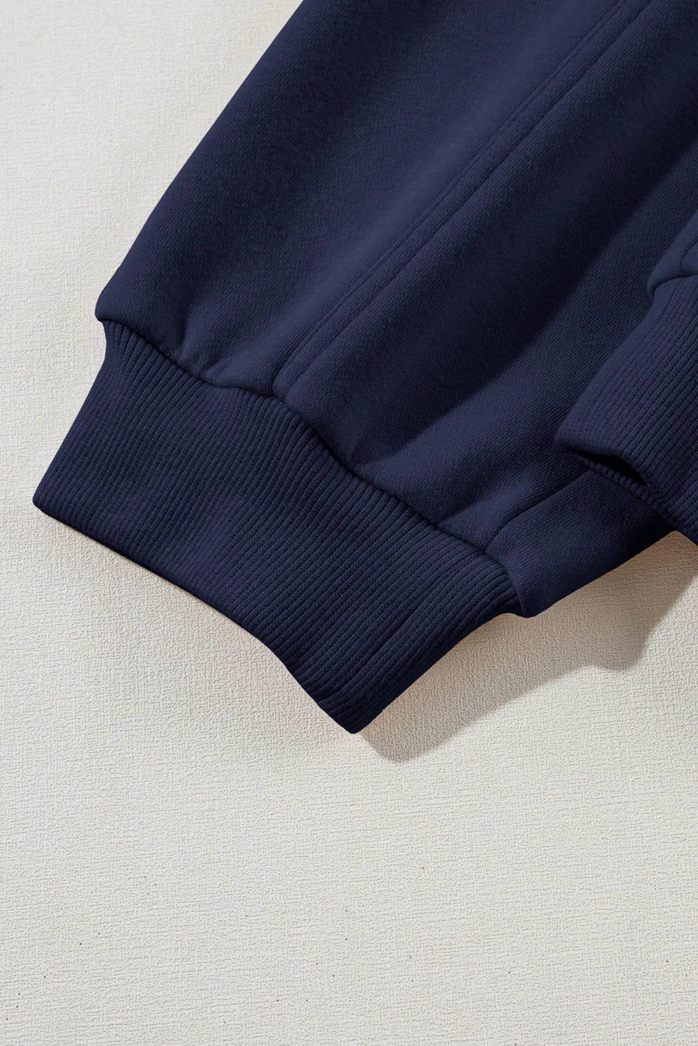 Navy Blue Solid Exposed Seams Hoodie and Joggers Activewear Set